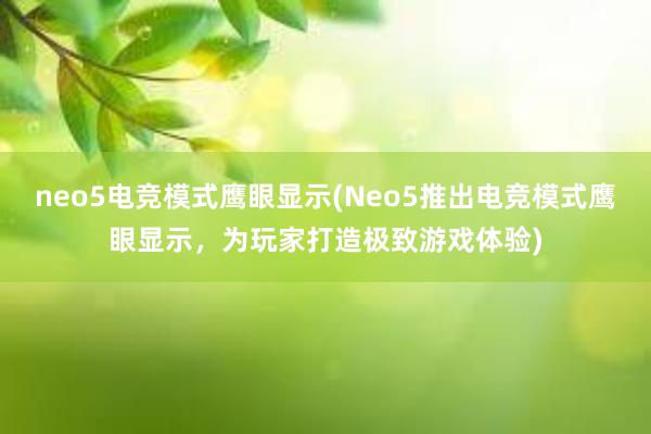 neo5电竞模式鹰眼显示(Neo5推出电竞模式鹰眼显示，为玩家打造极致游戏体验)