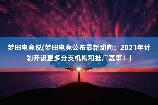 梦田电竞说(梦田电竞公布最新动向：2021年计划开设更多分支机构和推广赛事！)